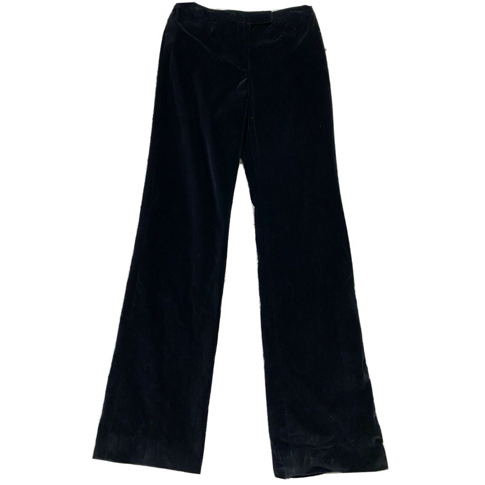 Carlisle Womens‎ Vtg Velour Flare 80s Black Pants Silk Lining